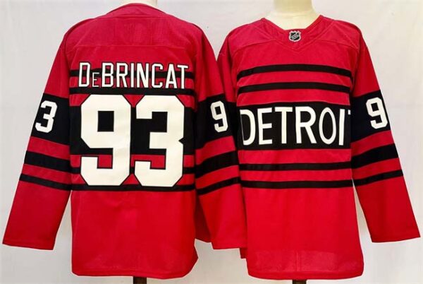 Men's Detroit Red Wings #93 Alex DeBrincat Red 2024-25 Reverse Retro Stitched Jersey
