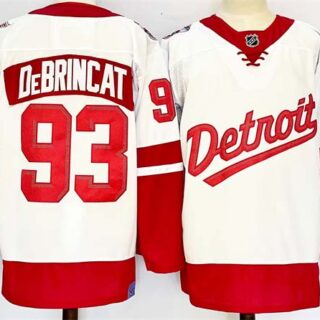 Men's Detroit Red Wings #93 Alex DeBrincat White Red 2024-25 Stitched Jersey