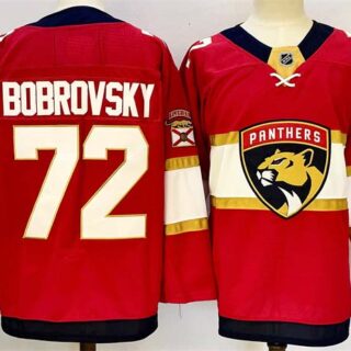 Men's Florida Panthers #72 Sergei Bobrovsky Red 2024-25 Home Stitched Hockey Jersey