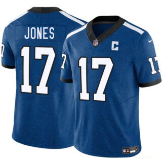 Men's Indianapolis Colts #17 Daniel Jones Blue 2025 F.U.S.E. Throwback Vapor Limited Stitched Football Jersey