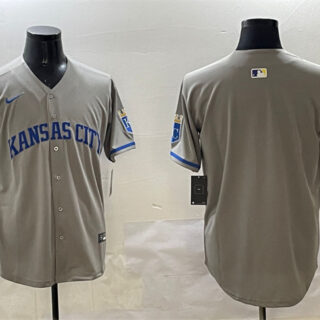 Men's Kansas City Royals Blank Grey 2024 Away Limited Stitched Baseball Jersey