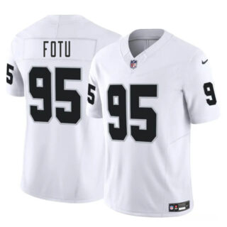 Men's Las Vegas Raiders #95 Leki Fotu White 2025 F.U.S.E. Vapor Stitched Football Jersey