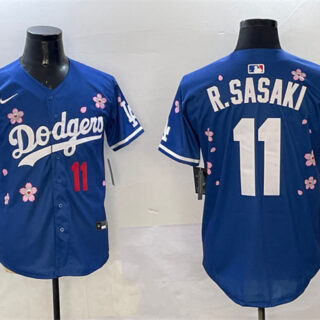 Men's Los Angeles Dodgers #11 Roki Sasaki Royal 2025 Tokyo Series Limited Stitched Baseball Jersey