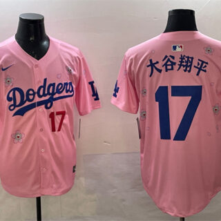 Men's Los Angeles Dodgers #17 Shohei Ohtani Pink 2025 Tokyo Series Limited Stitched Baseball Jersey