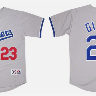 Men's Los Angeles Dodgers #23 Kirk Gibson Gray 1988 World Series Stitched Baseball Jersey