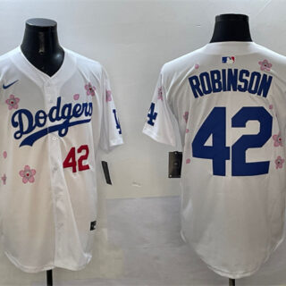 Men's Los Angeles Dodgers #42 Jackie Robinson White 2025 Tokyo Series Limited Stitched Baseball Jersey