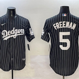 Men's Los Angeles Dodgers #5 Freddie Freeman Black Cool Base Stitched Baseball Jersey