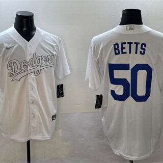 Men's Los Angeles Dodgers #50 Mookie Betts White Fashion Cool Base Stitched Baseball Jersey