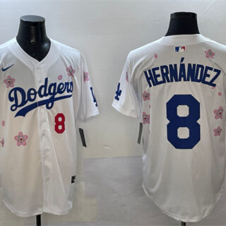 Men's Los Angeles Dodgers #8 Enrique Hernandez White 2025 Tokyo Series Limited Stitched Baseball Jersey