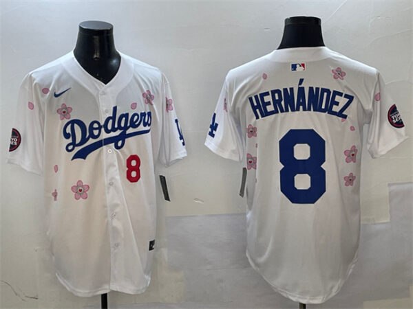 Men's Los Angeles Dodgers #8 Enrique Hernandez White 2025 Tokyo Series Limited Stitched Baseball Jersey