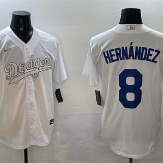 Men's Los Angeles Dodgers #8 Enrique Hernandez White Fashion Cool Base Stitched Baseball Jersey