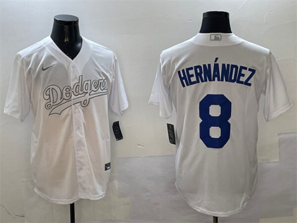 Men's Los Angeles Dodgers #8 Enrique Hernandez White Fashion Cool Base Stitched Baseball Jersey