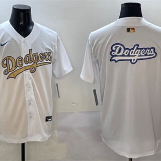 Men's Los Angeles Dodgers Team Big Logo White 2025 Gold Collection Limited Stitched Baseball Jersey 002