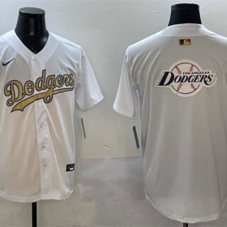 Men's Los Angeles Dodgers Team Big Logo White 2025 Gold Collection Limited Stitched Baseball Jersey 003