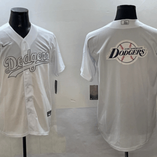 Men's Los Angeles Dodgers Team Big Logo White Cool Base Stitched Baseball Jerseys