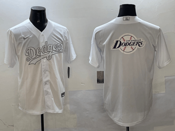 Men's Los Angeles Dodgers Team Big Logo White Cool Base Stitched Baseball Jerseys