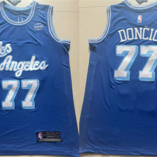 Men's Los Angeles Lakers #77 Luka Doncic Blue 2025 Stitched Basketball Jersey