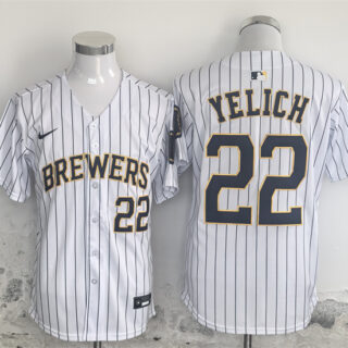 Men's Milwaukee Brewers #22 Christian Yelich White Alternate Limited Stitched Jersey