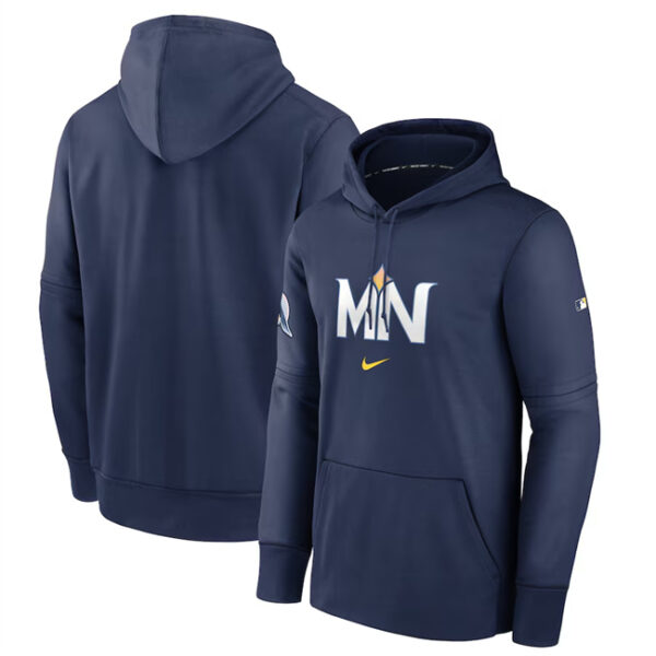 Men's Minnesota Twins Navy 2024 City Connect Collection Practice Performance Pullover Hoodie
