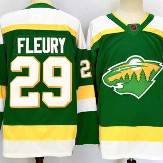 Men's Minnesota Wild #29 Marc-Andre Fleury Green 2024-25 Alternate Stitched Hockey Jersey