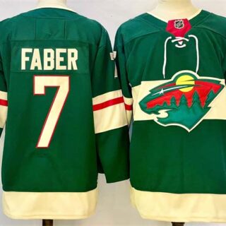 Men's Minnesota Wild #7 Brock Faber Green 2024-25 Home Stitched Hockey Jersey