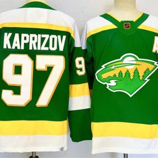 Men's Minnesota Wild #97 Kirill Kaprizov Green 2024-25 Alternate With A Patch Stitched Hockey Jersey