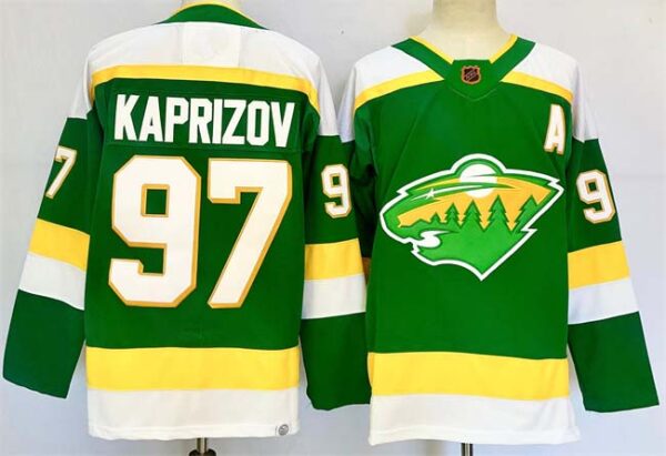 Men's Minnesota Wild #97 Kirill Kaprizov Green 2024-25 Alternate With A Patch Stitched Hockey Jersey