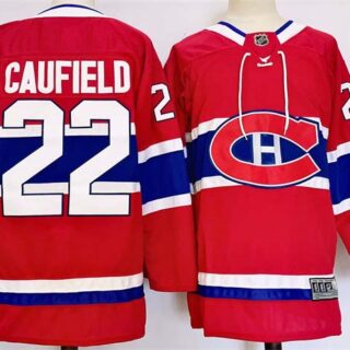 Men's Montreal Canadiens #22 Cole Caufield Red 2024-25 Stitched Jersey