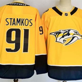 Men's Nashville Predators #91 Steven Stamkos Gold 2024-25 Home Stitched Hockey Jersey