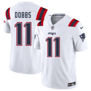 Men's New England Patriots #11 Joshua Dobbs White 2025 F.U.S.E. Vapor Limited Stitched Football Jersey