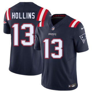 Men's New England Patriots #13 Mack Hollins Navy 2025 F.U.S.E. Vapor Limited Stitched Football Jersey