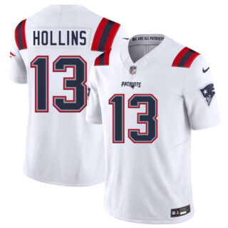 Men's New England Patriots #13 Mack Hollins White 2025 F.U.S.E. Vapor Limited Stitched Football Jersey