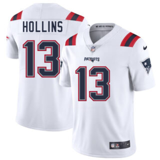 Men's New England Patriots #13 Mack Hollins White 2025 Vapor Limited Stitched Football Jersey