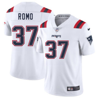 Men's New England Patriots #37 Parker Romo White 2025 Vapor Limited Stitched Football Jersey