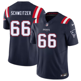 Men's New England Patriots #66 Wes Schweitzer Navy 2025 F.U.S.E. Vapor Limited Stitched Football Jersey