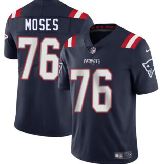 Men's New England Patriots #76 Morgan Moses Navy 2025 Vapor Limited Stitched Football Jersey