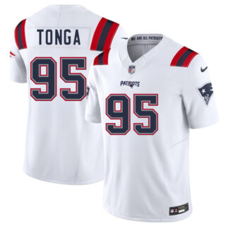 Men's New England Patriots #95 Khyiris Tonga White 2025 F.U.S.E. Vapor Limited Stitched Football Jersey