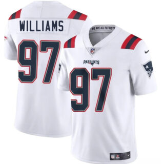 Men's New England Patriots #97 Milton Williams White 2025 Vapor Limited Stitched Football Jersey