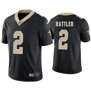 Men's New Orleans Saints #2 Spencer Rattler Black 2025 Vapor Limited Stitched Football Jersey