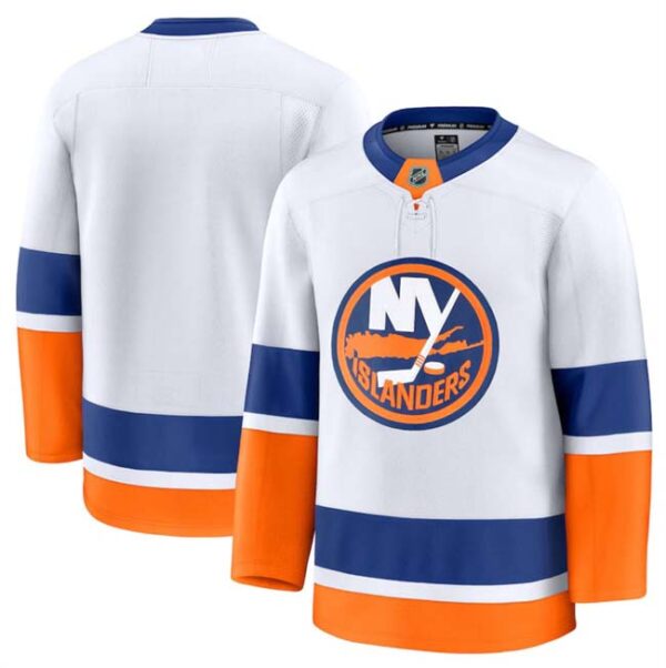Men's New York Islanders Blank White 2024-25 Away Stitched Hockey Jersey