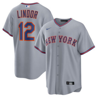 Men's New York Mets #12 Francisco Lindor Grey 2025 Limited Stitched Baseball Jersey