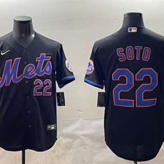 Men's New York Mets #22 Juan Soto Black 2025 Spring Training Cool Base Stitched Baseball Jersey