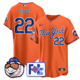 Men's New York Mets #22 Juan Soto Orange 2025 Spring Training Stitched Baseball Jersey