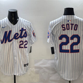 Men's New York Mets #22 Juan Soto White 2025 Spring Training Home Limited Stitched Baseball Jersey