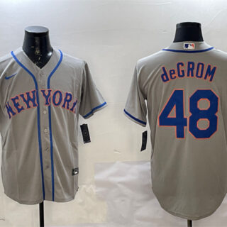 Men's New York Mets #48 Jacob DeGrom Grey 2025 Spring Training Cool Base Stitched Baseball Jersey