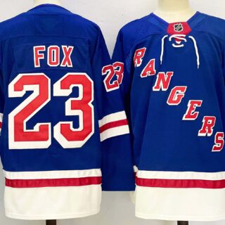Men's New York Rangers #23 Adam Fox Royal 2024-25 Home With A Patch Stitched Hockey Jersey