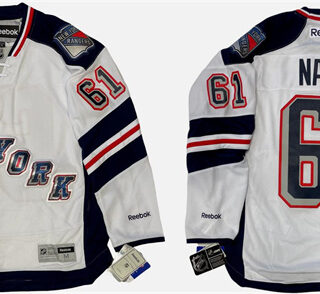 Men's New York Rangers #61 Rick Nash 2014 White Stitched Hockey Jersey