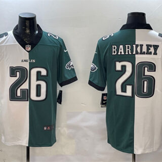Men's Philadelphia Eagles #26 Saquon Barkley White & Green Split Vapor Untouchable Limited Stitched Football Jersey