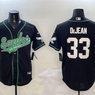Men's Philadelphia Eagles #33 Cooper DeJean Black Cool Base Stitched Baseball Jersey