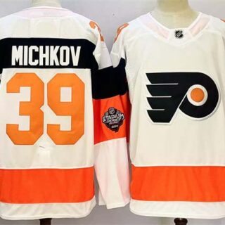 Men's Philadelphia Flyers #39 Matvei Michkov White 2024-25 With A Patch Stitched Jersey